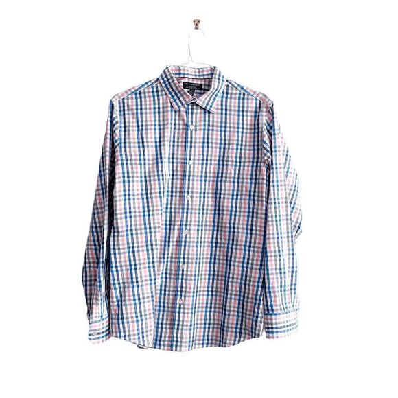 Banana Republic Mens Slim Fit Shirt LS Non-Iron Checkered Multicolour Large - Picture 1 of 8